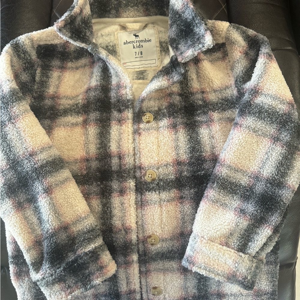 Abercrombie, out wear, jacket, fleece jacket, kids , girls size 7-8